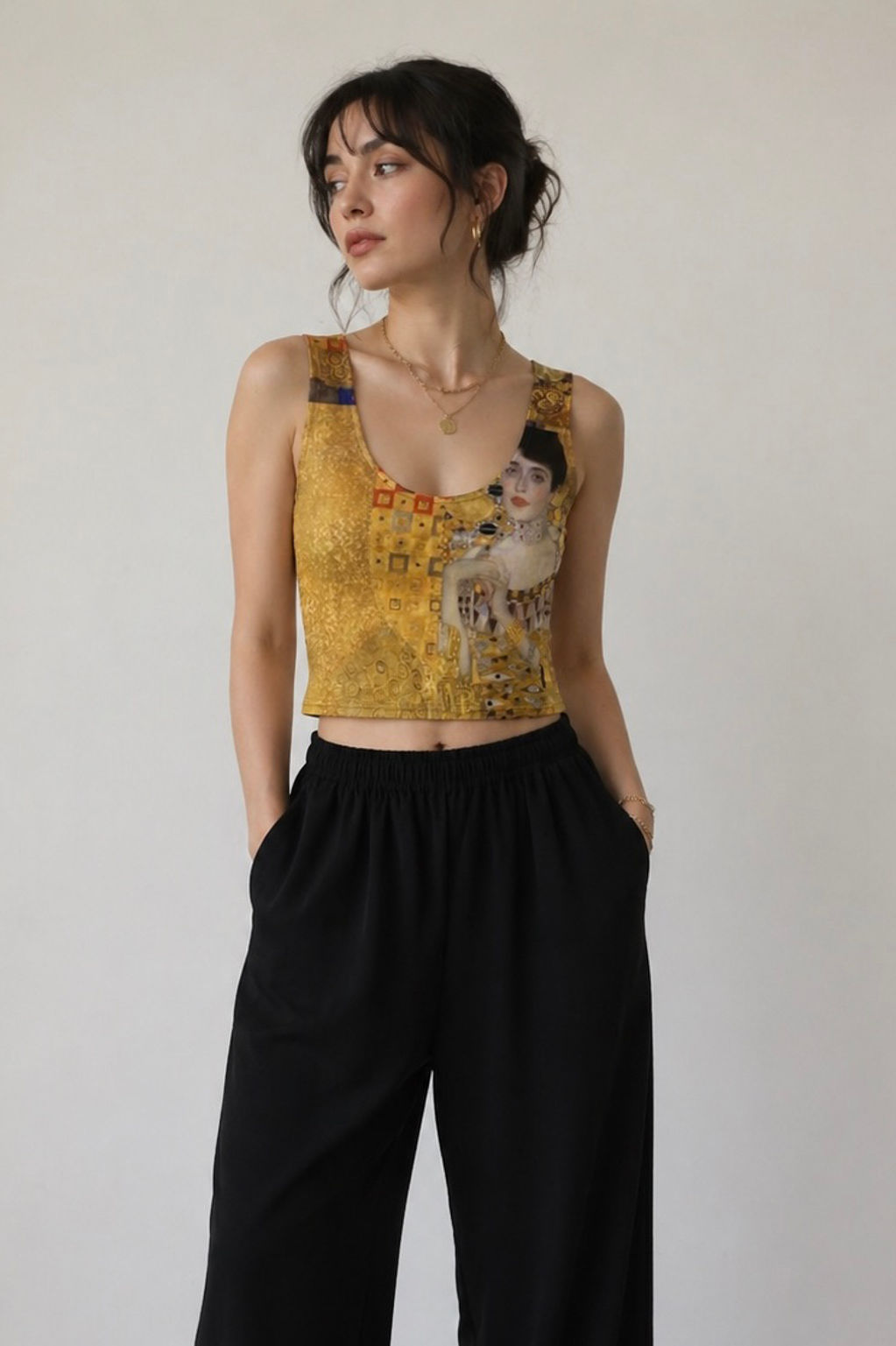 Gold Lady Print - Cropped Tank
