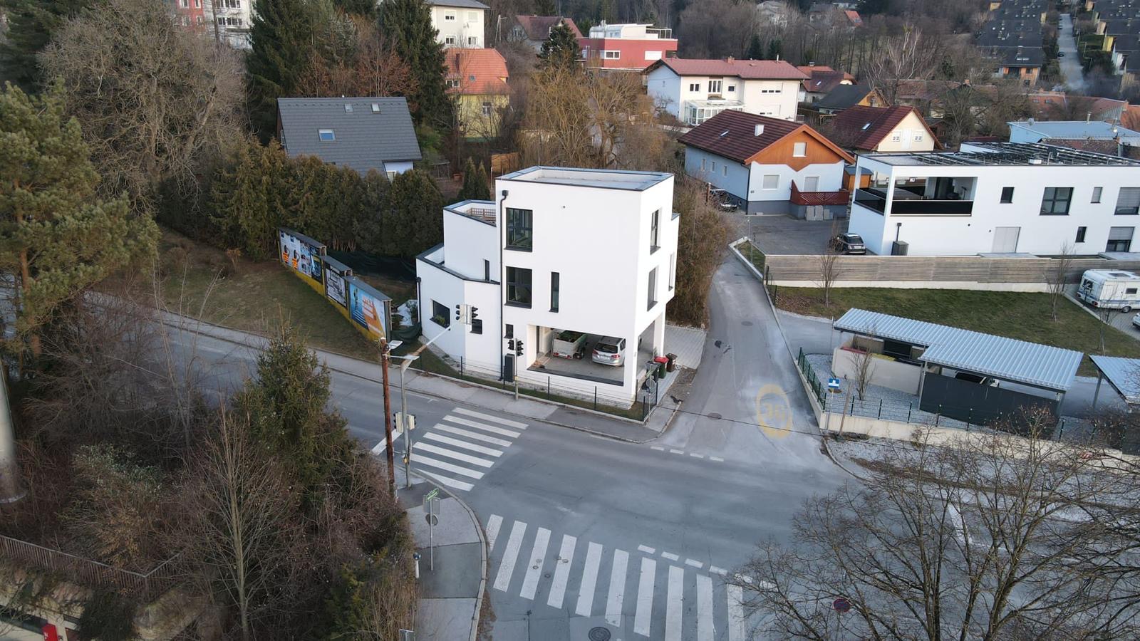 Modernes Wohnhaus in Andritz aus der Vogelperspektive