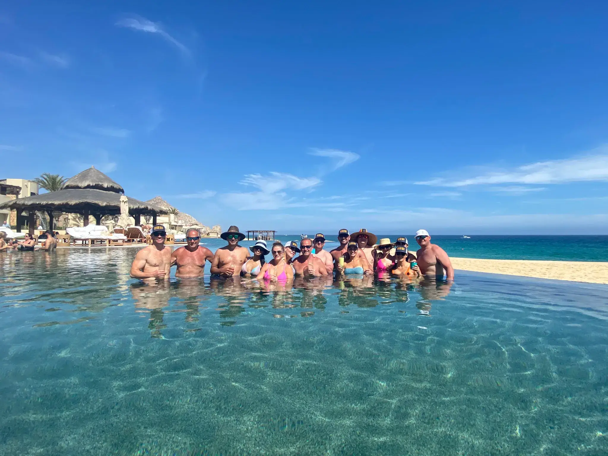 Racquel Frisella in pool with friends