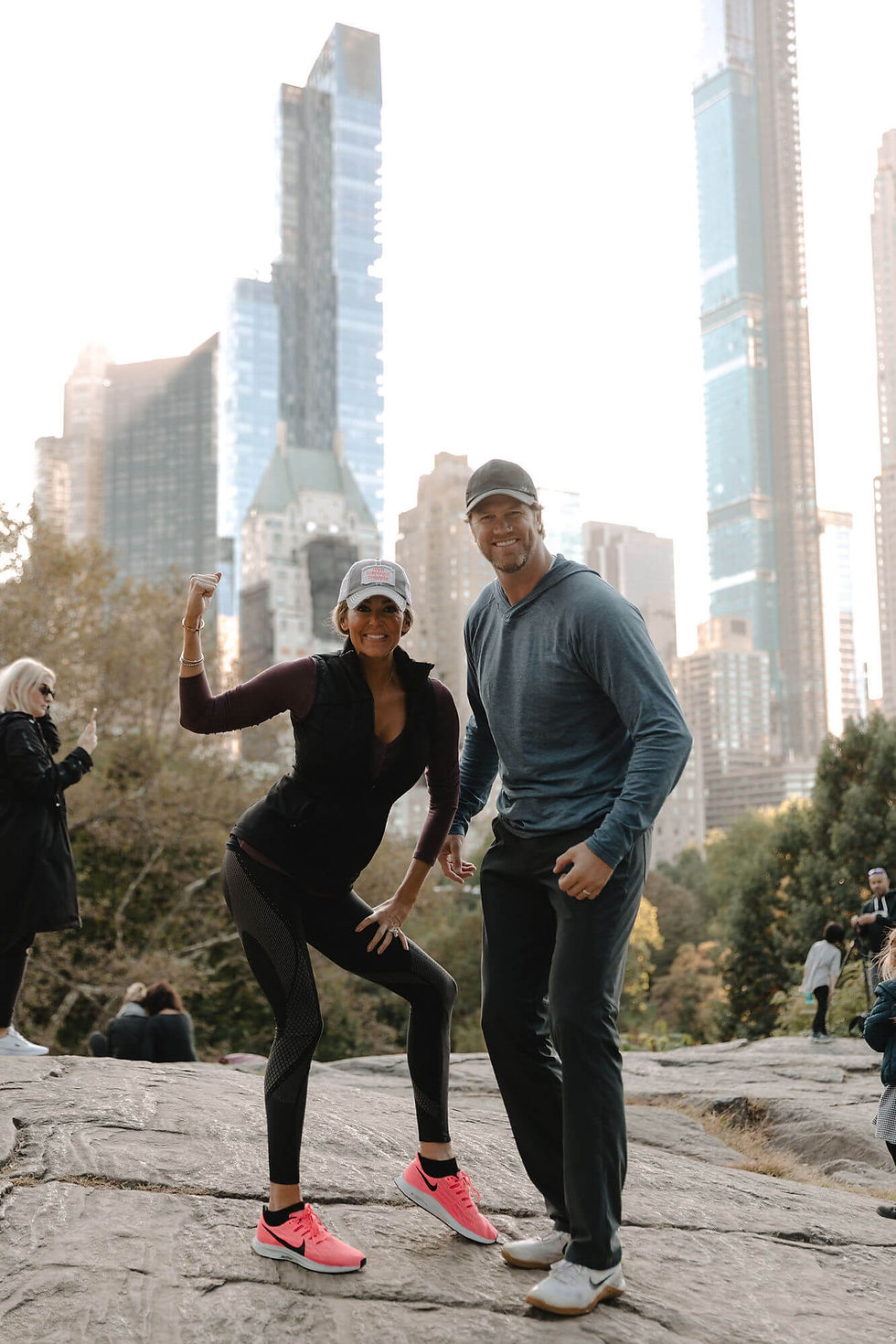 happy fit couple in city