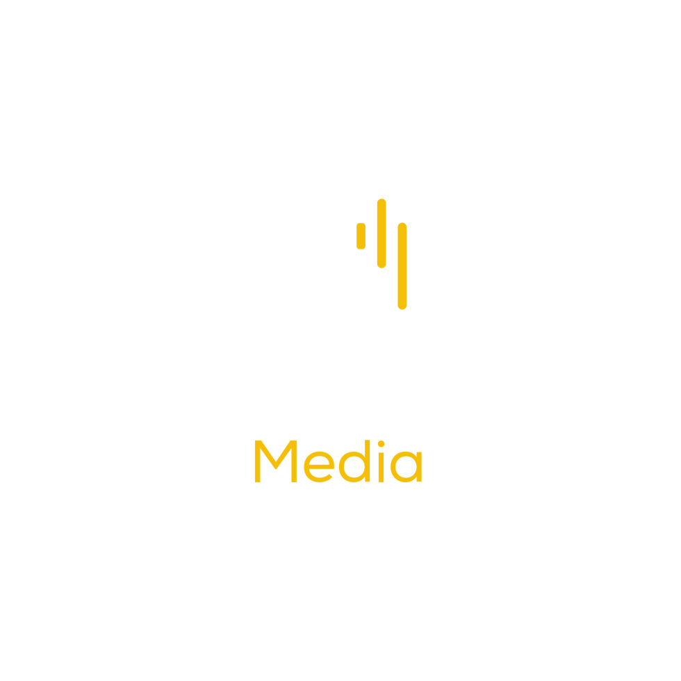 Rockney Media Logo White and Yellow