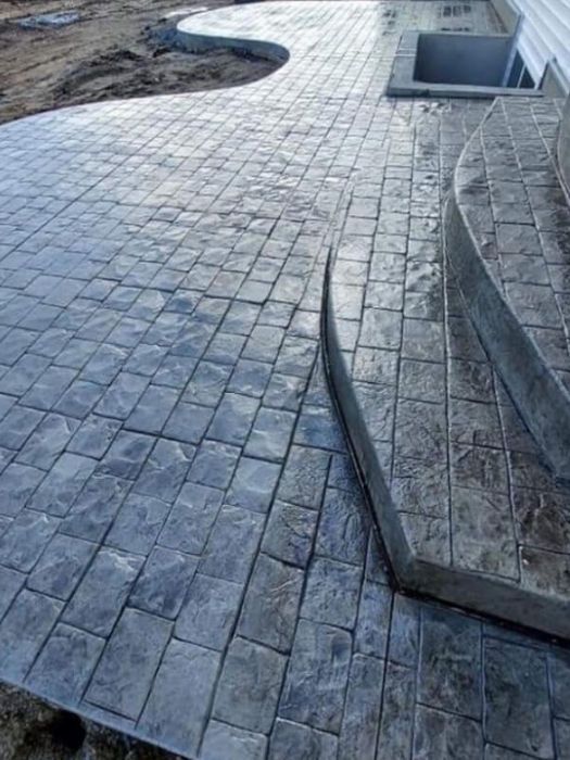 concrete patio and concrete stairs
