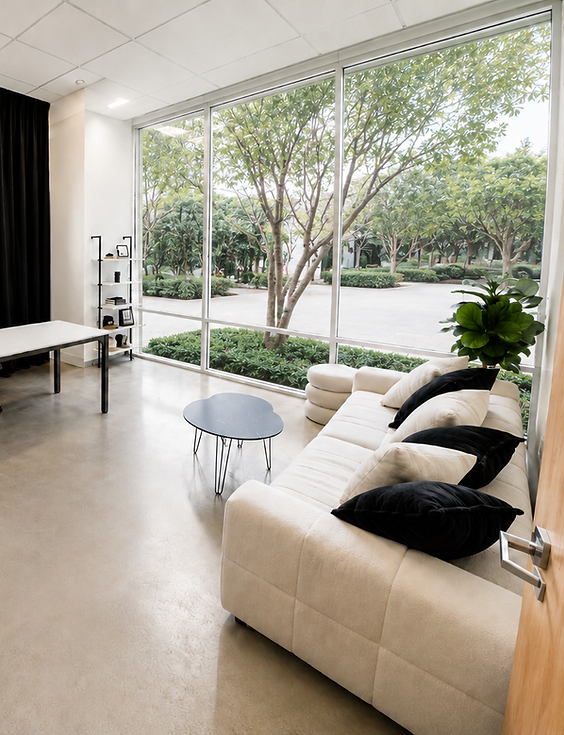 windows with couch