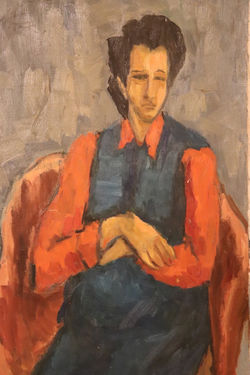 Woman In Blue and Red