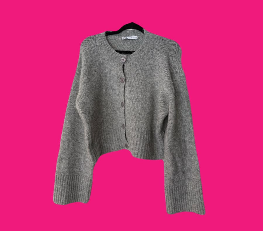 Cardigan cinza tricô