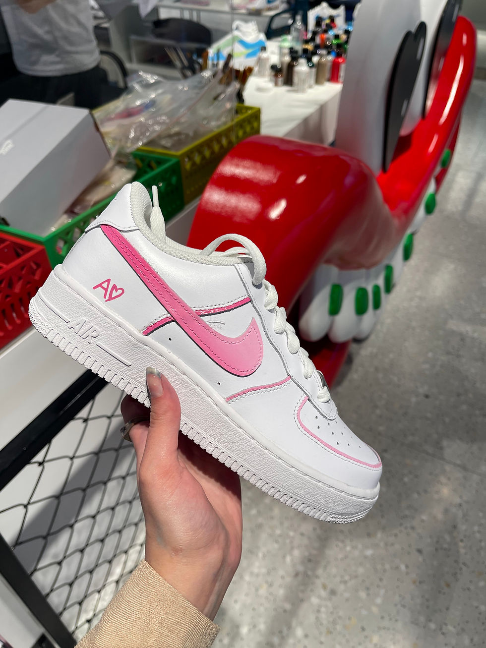 Customizable Faded Pink Swoosh With Outline and Initials Custom Shoes