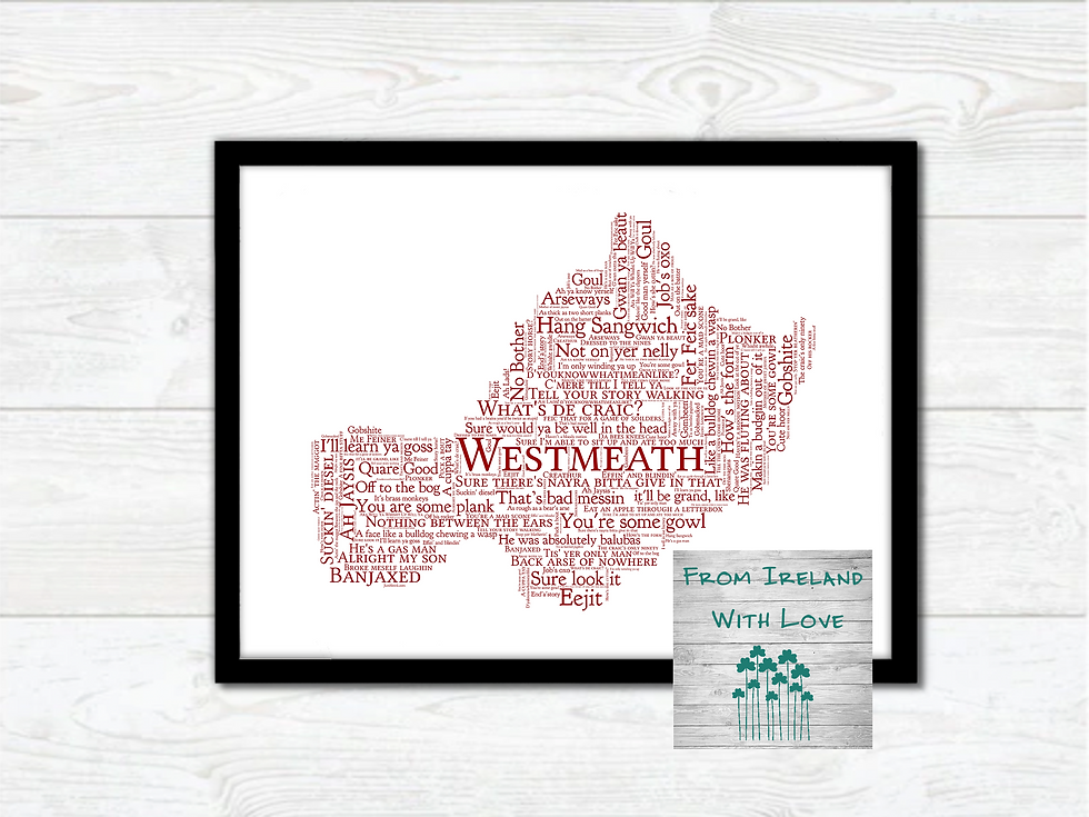 Thumbnail: Westmeath Craic Map County Sayings and Phrases Irish Themed Poster Irish Print