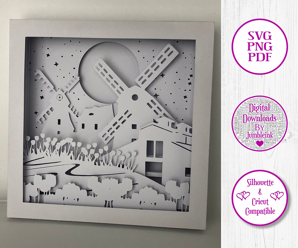Thumbnail: Windmill - 3D Paper Cut Template Light Box SVG