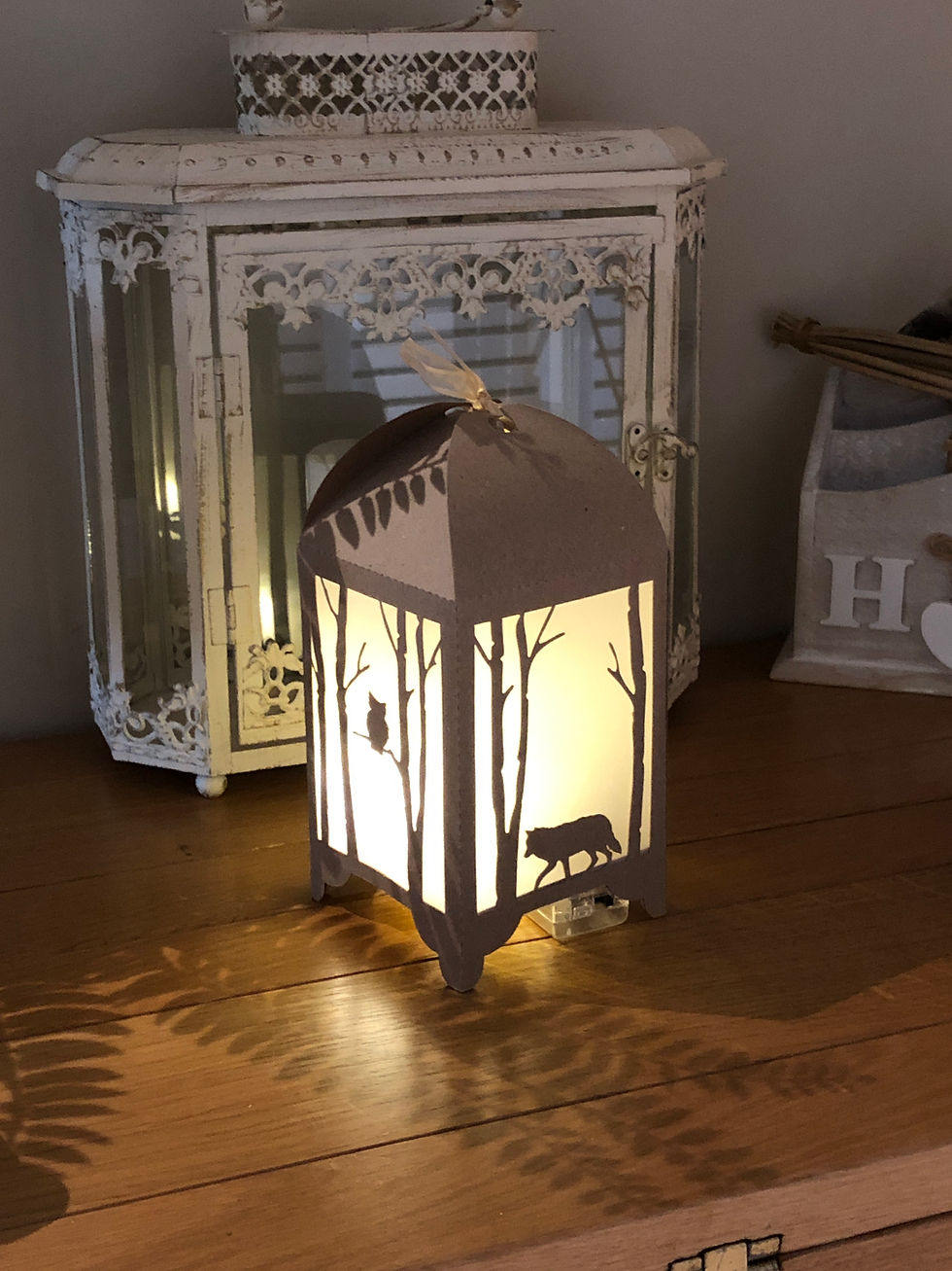Thumbnail: Lantern Deer In the Woods - 3D Paper Cut Template Light Box SVG