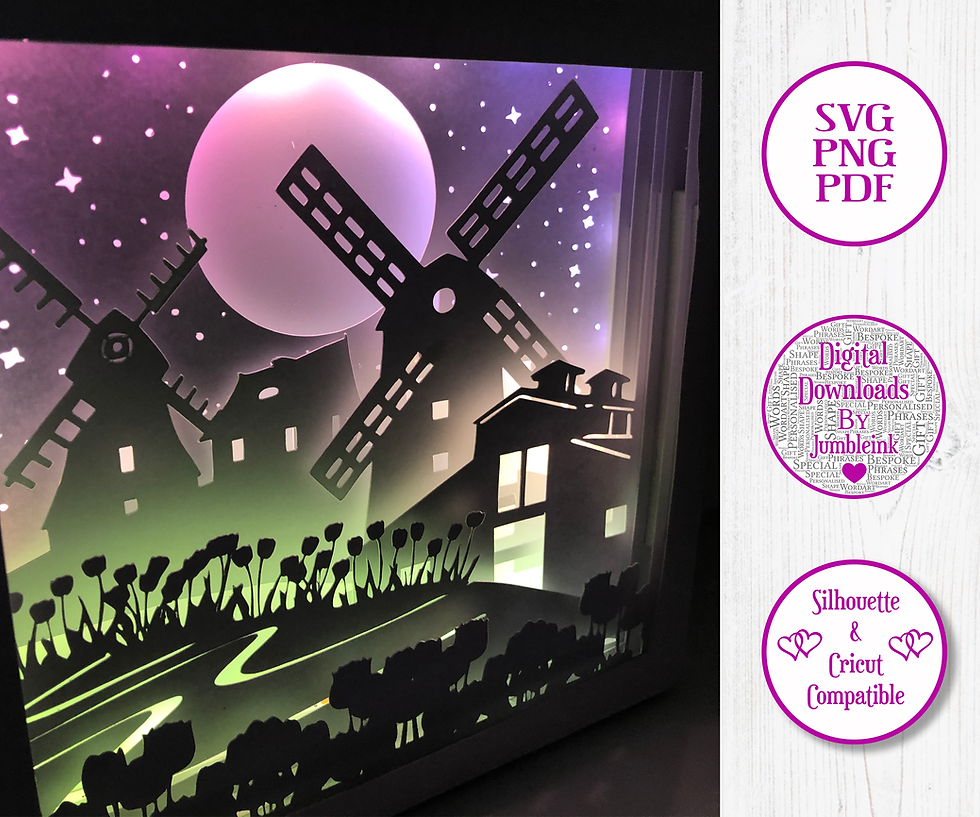 Thumbnail: Windmill - 3D Paper Cut Template Light Box SVG