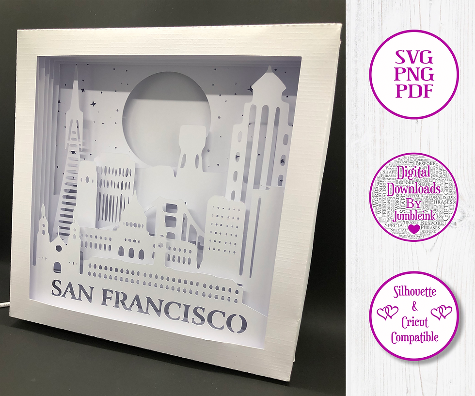 Thumbnail: San Francisco Skyline - 3D Paper Cut Template Light Box SVG