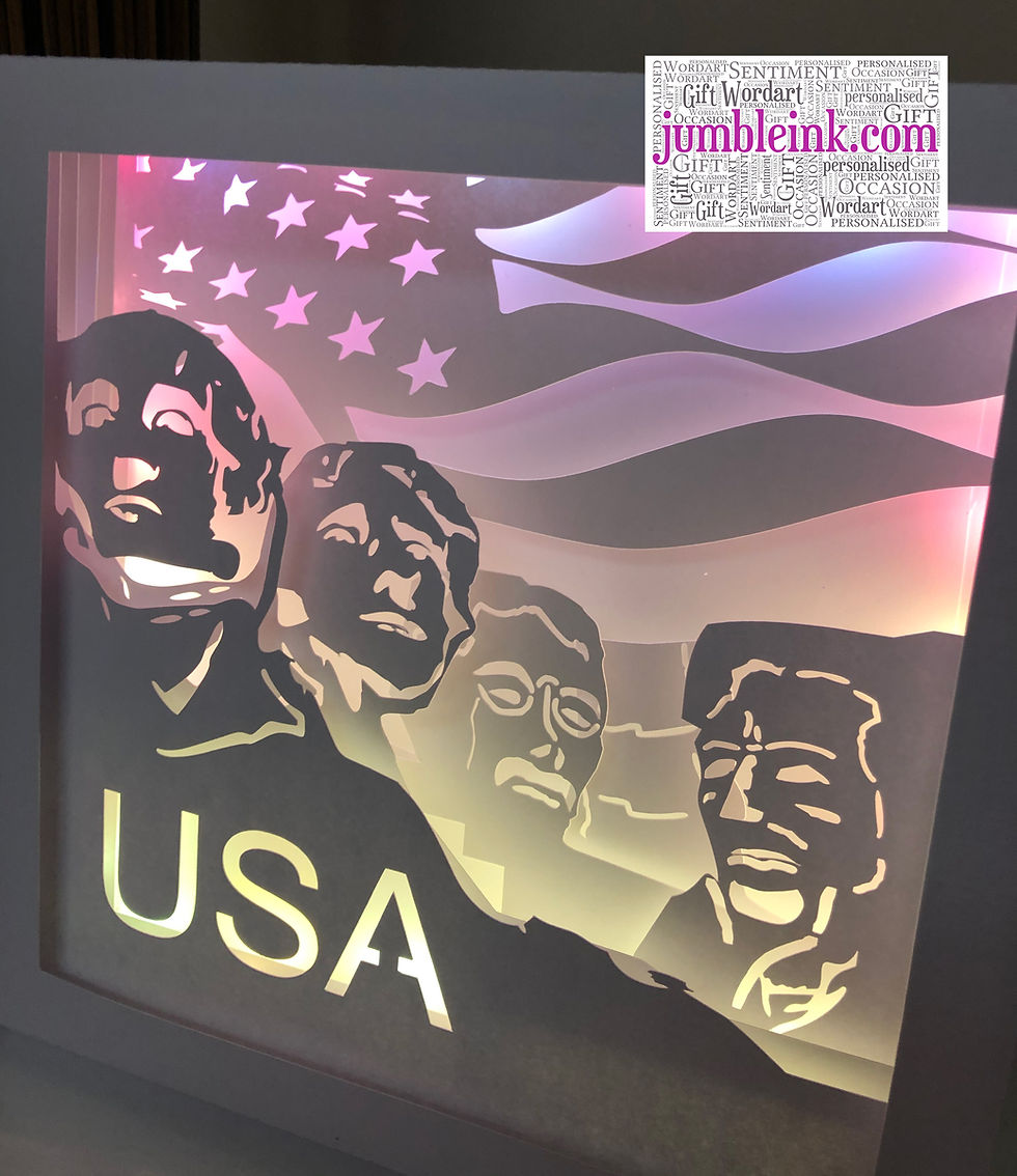 Thumbnail: €5.50 - Mount Rushmore - Square 3D Paper Cut Template Light Box SVG