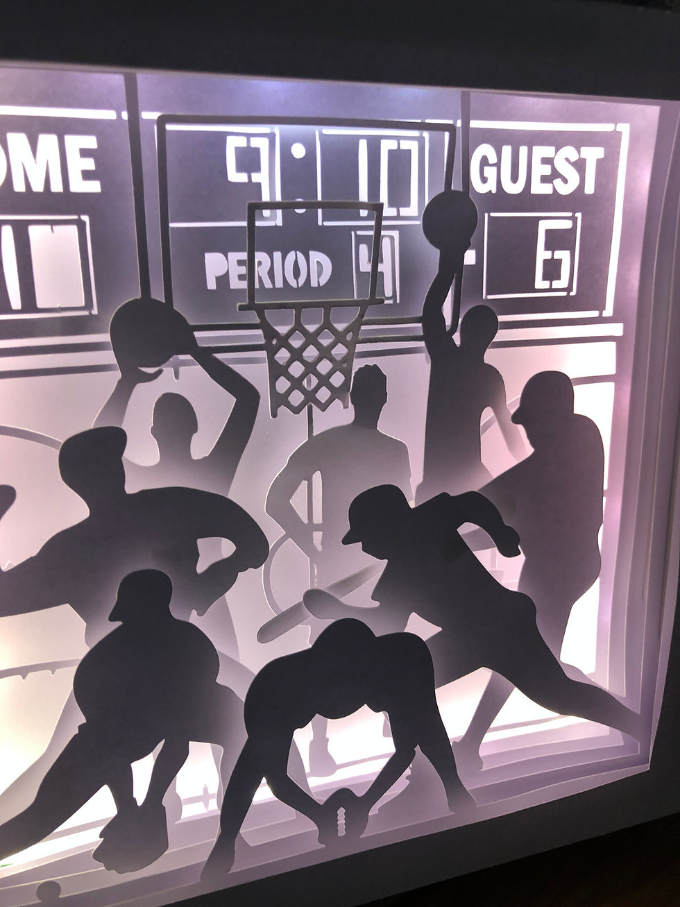 Thumbnail: USA Sports - Square 3D Paper Cut Template Light Box SVG