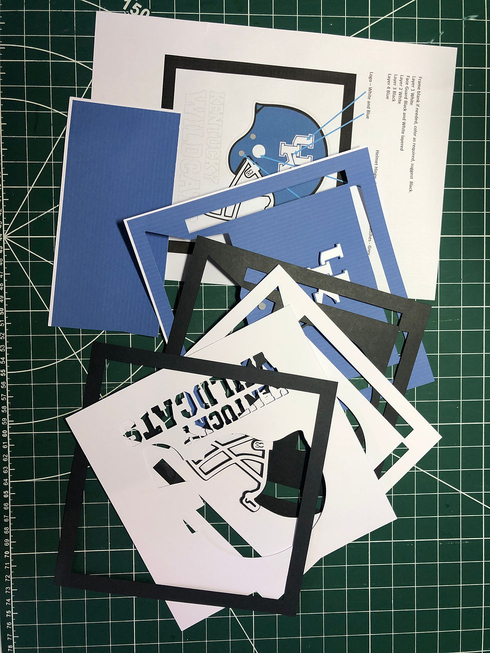 Thumbnail: Kentucky Wildcats Football - Square 3D Paper Cut Shadow Box
