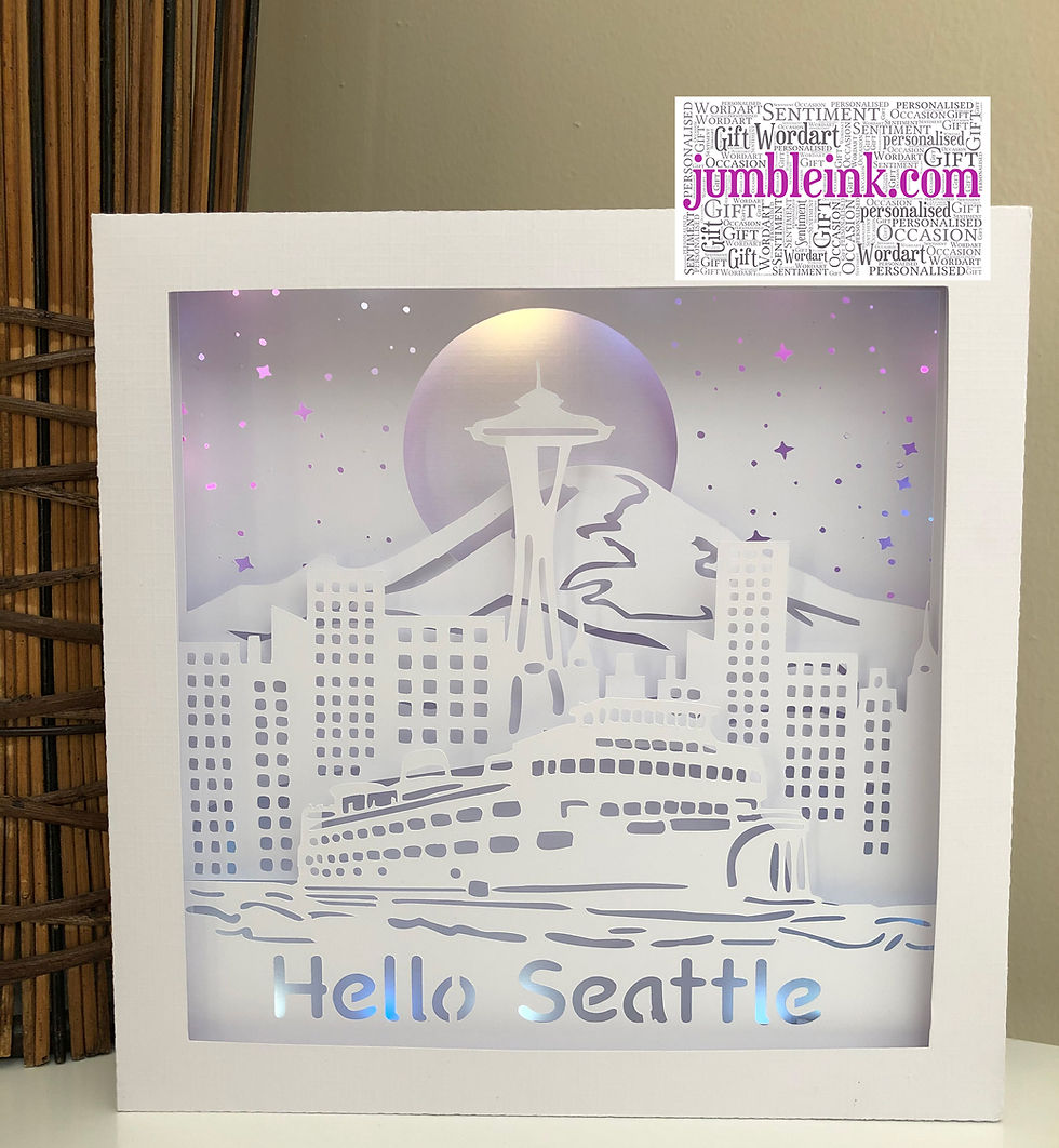 Thumbnail: €5.50 - Seattle Skyline - 3D Paper Cut Template Light Box SVG