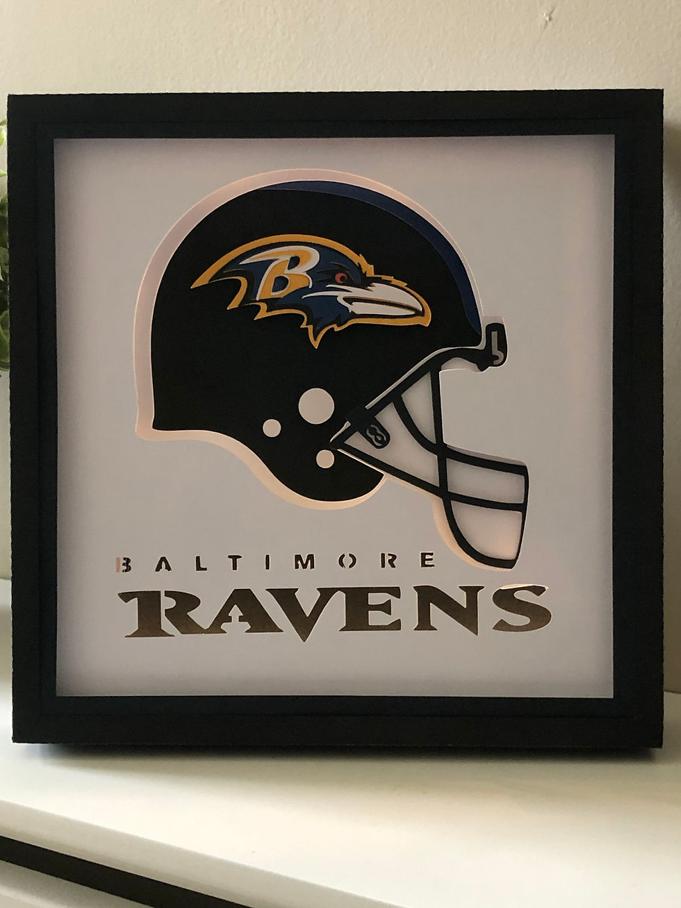 Thumbnail: Baltimore Ravens Football - Square 3D Paper Cut Shadow Box