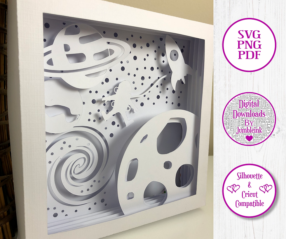 Thumbnail: €5.50 - Space Walk  - 3D Paper Cut Template Light Box SVG