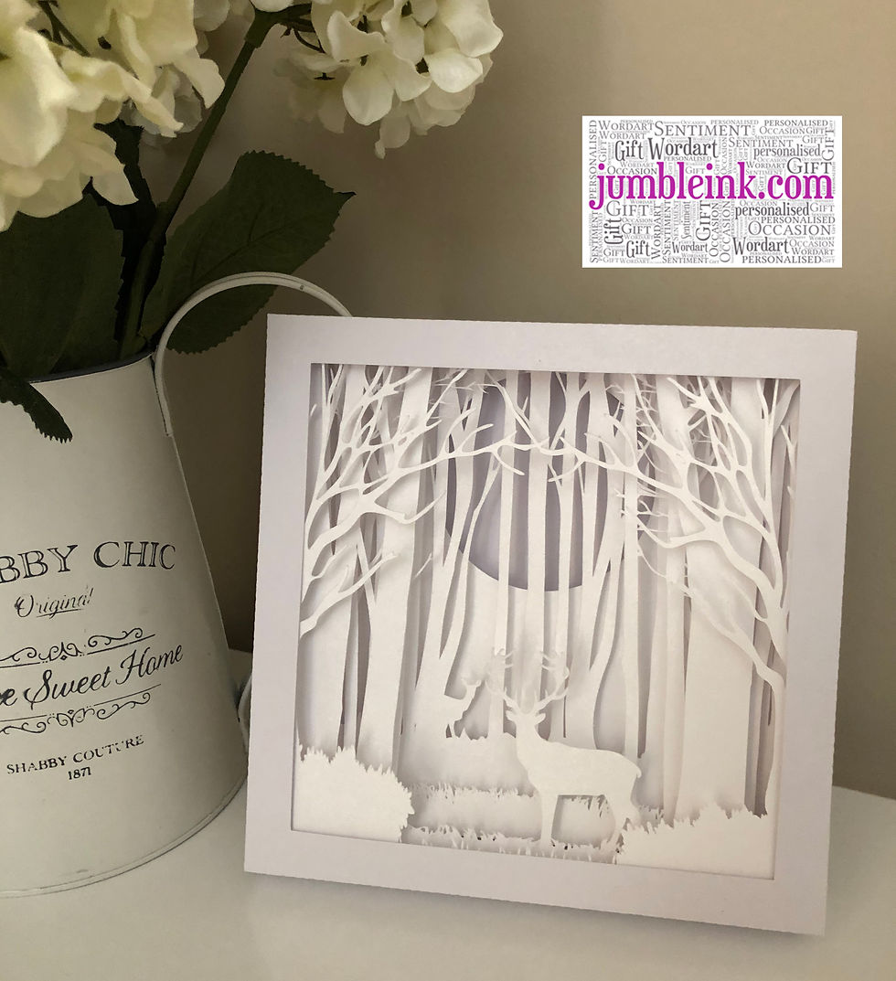 Thumbnail: €5.50 - Deer In The Woods - Square 3D Paper Cut Template Light Box SVG