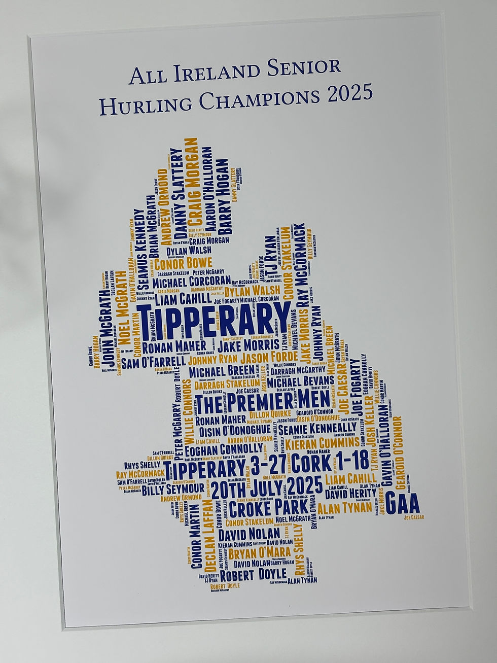 Thumbnail: Tipperary 2025 GAA All Ireland Hurling Champions Liam McCarthy Cup Irish Print