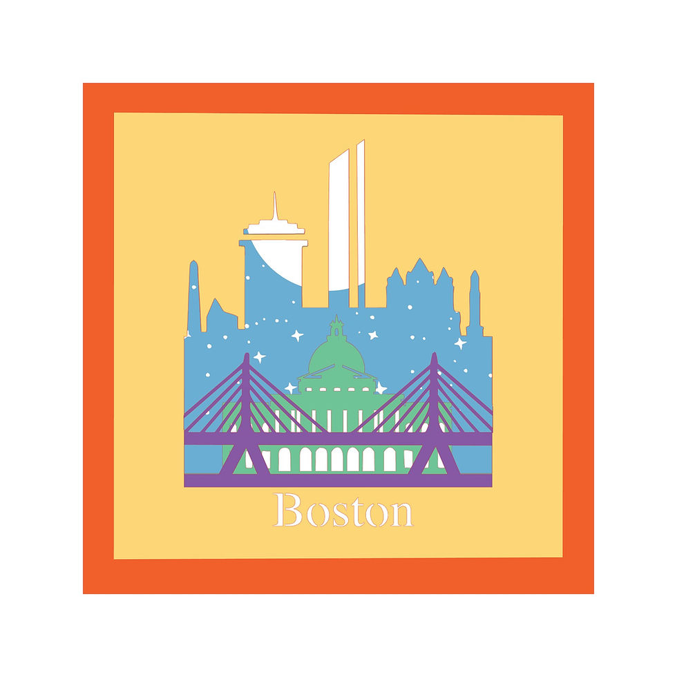Thumbnail: €5.50 - Boston Skyline - 3D Paper Cut Template Light Box SVG