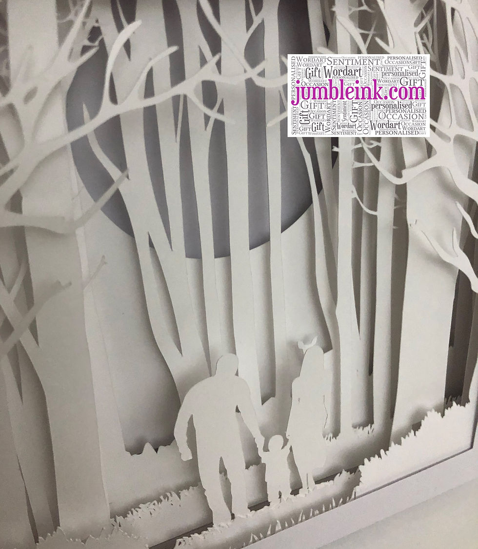 Thumbnail: €5.50 - Family in the Woods Child - 3D Paper Cut Template Light Box SVG