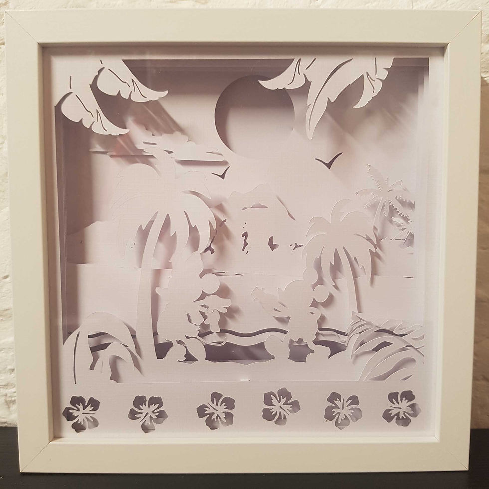 Thumbnail: €5.50 - Mickey & Minnie - 3D Paper Cut Template Light Box SVG