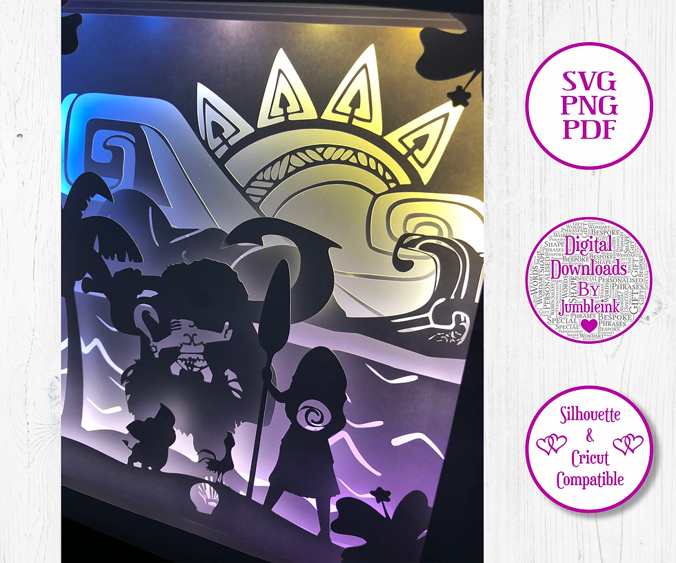 Thumbnail: Moana  - 3D Paper Cut Template Light Box SV
