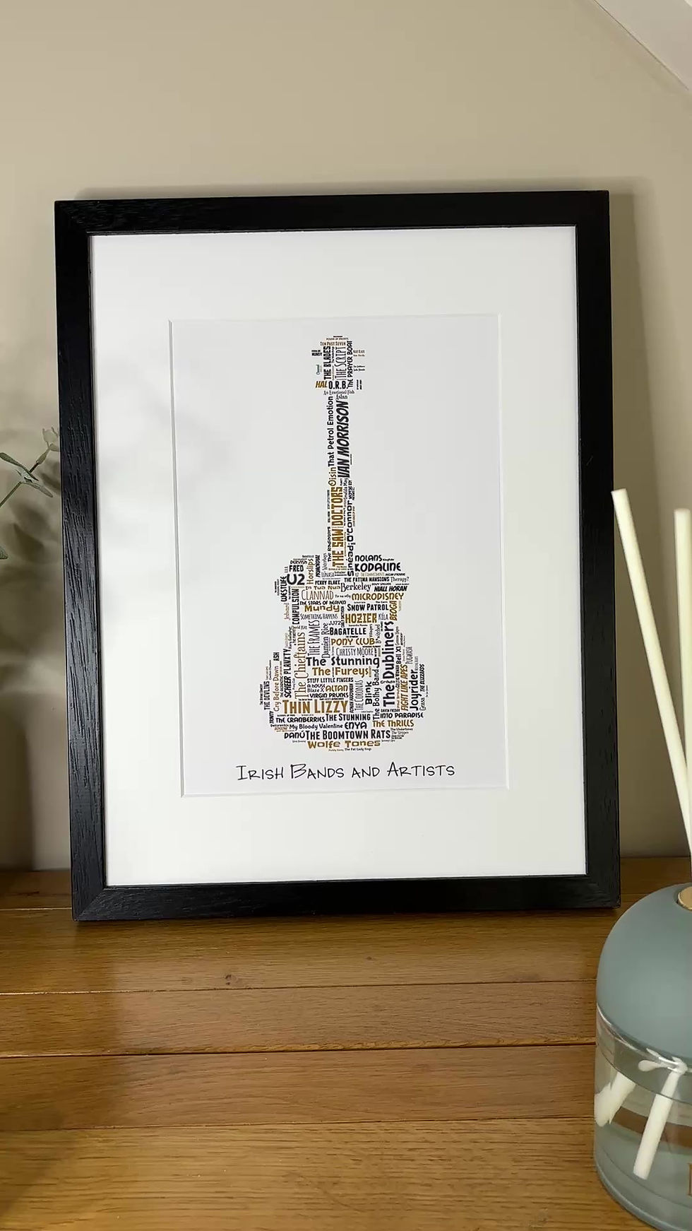 Thumbnail: Irish Bands Guitar With Bands & Artists Irish Themed Poster Wall Art Irish Print