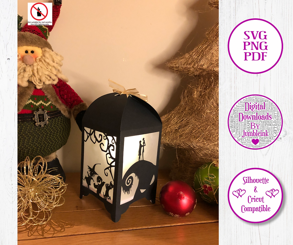 Thumbnail: Nightmare Before Christmas Lantern - 3D Paper Cut Template Light Box SVG
