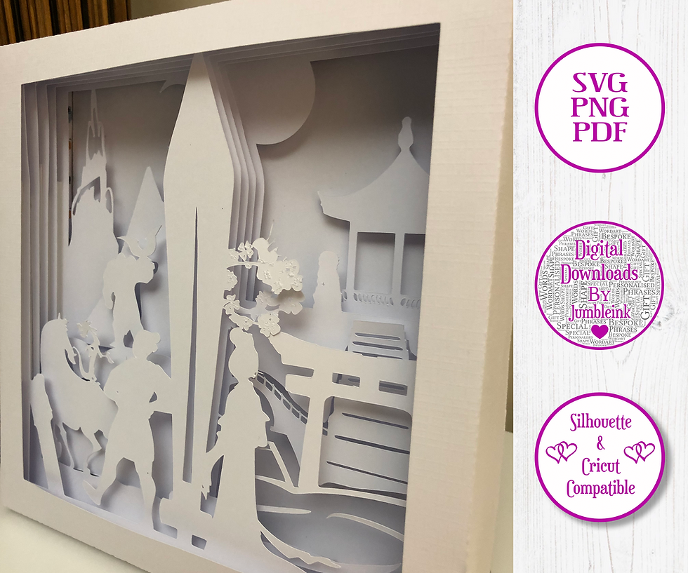 Thumbnail: €5.50 - Mulan  - 3D Paper Cut Template Light Box SV