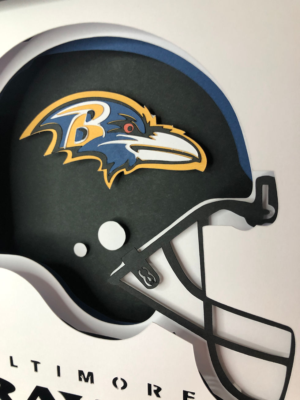 Thumbnail: Baltimore Ravens Football - Square 3D Paper Cut Shadow Box