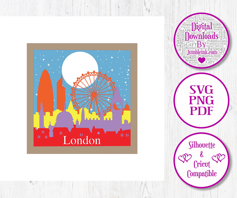 Thumbnail: London City - 3D Paper Cut Template Light Box SVG