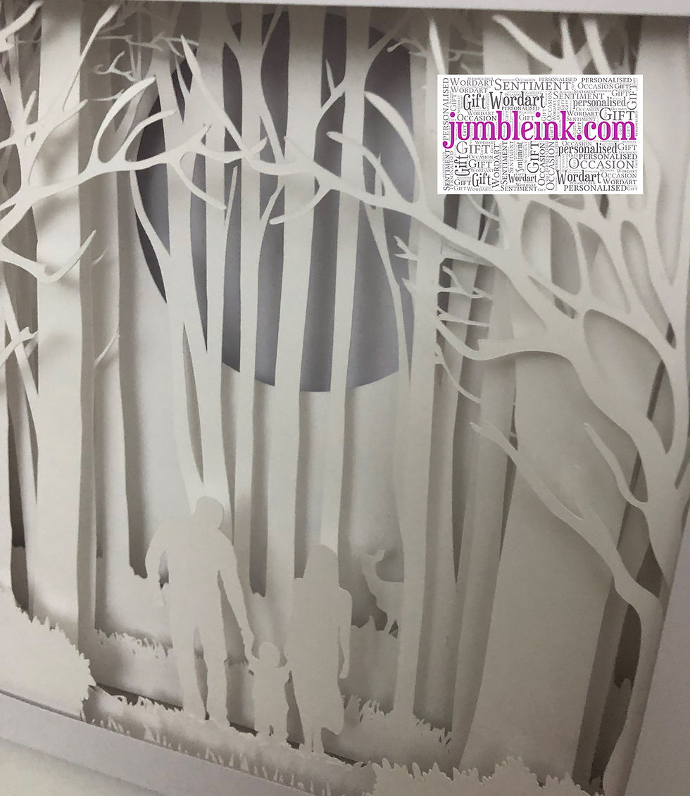 Thumbnail: €5.50 - Family in the Woods Child - 3D Paper Cut Template Light Box SVG