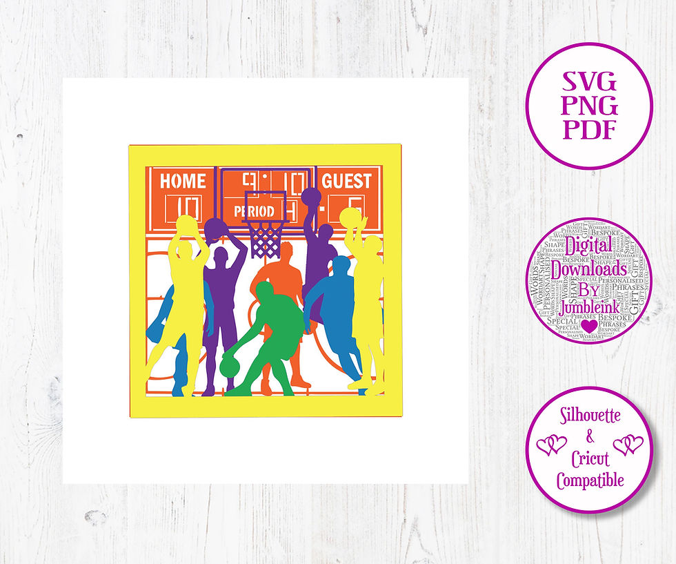Thumbnail: €5.50 - Basketball (Men's) - 3D Paper Cut Template Light Box SVG