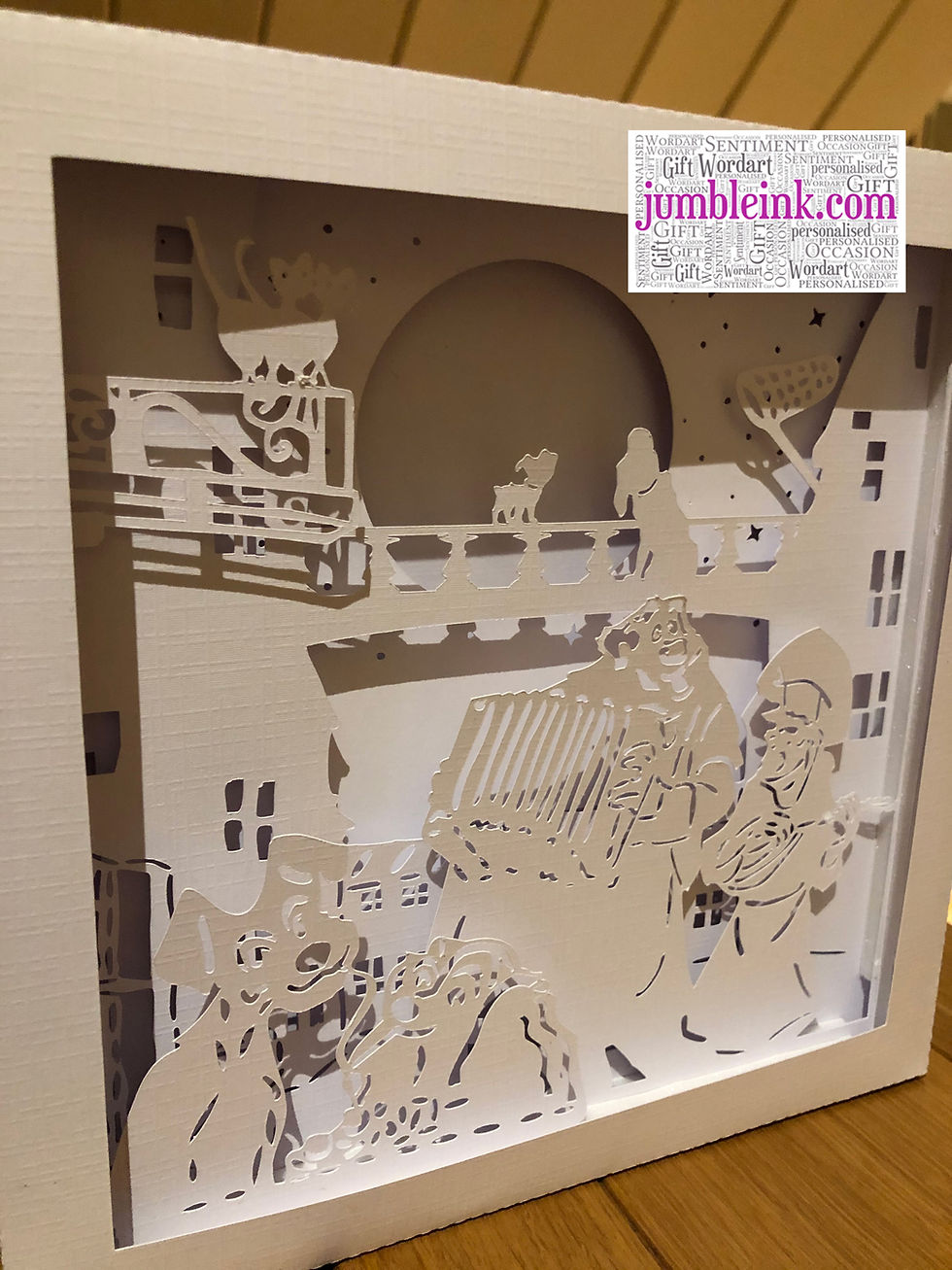 Thumbnail: €5.50 - Lady and the Tramp - 3D Paper Cut Template Light Box SVG