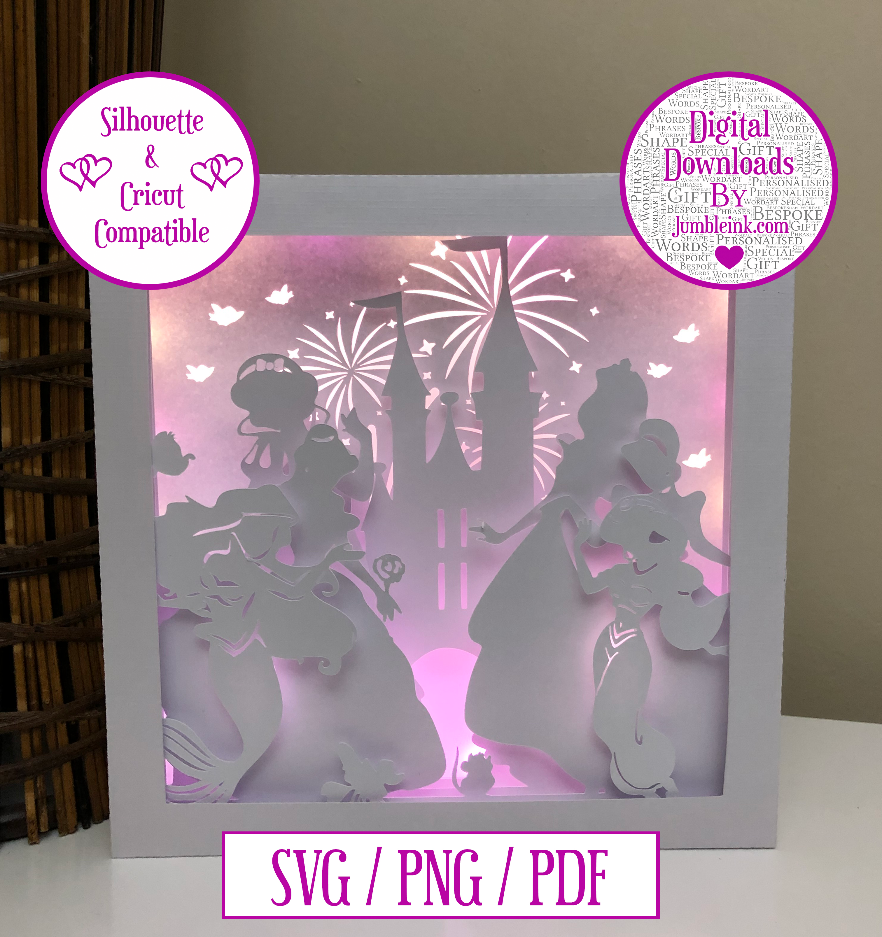 Disney Princess - 3D Paper Cut Template Light Box