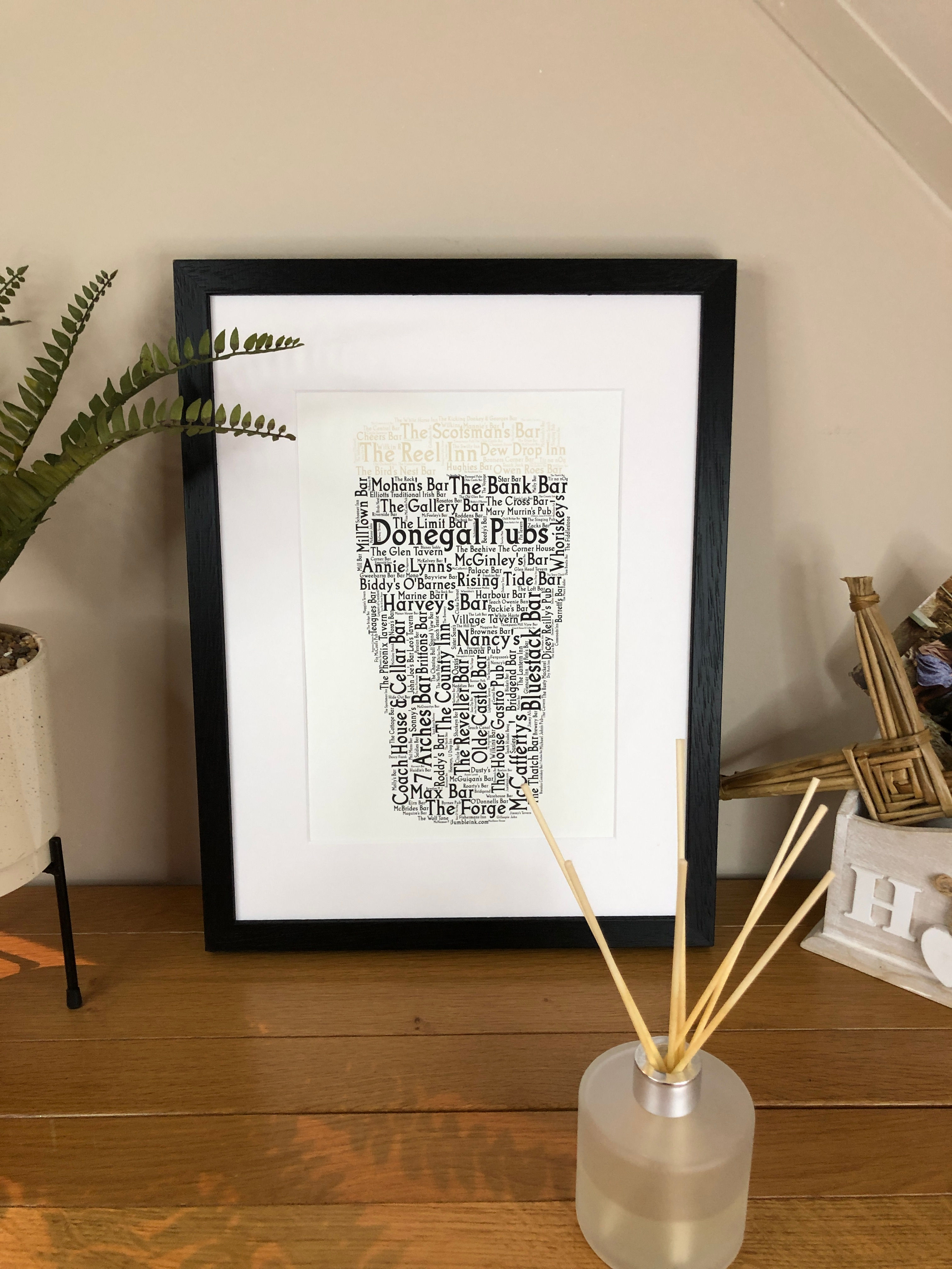 Pint of Donegal Pubs County Pubs of Ireland Irish Themed Poster Irish Print with all the well known pubs in your county