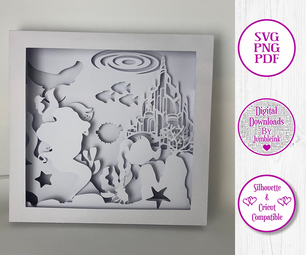 Thumbnail: Little Mermaid  - 3D Paper Cut Template Light Box SV