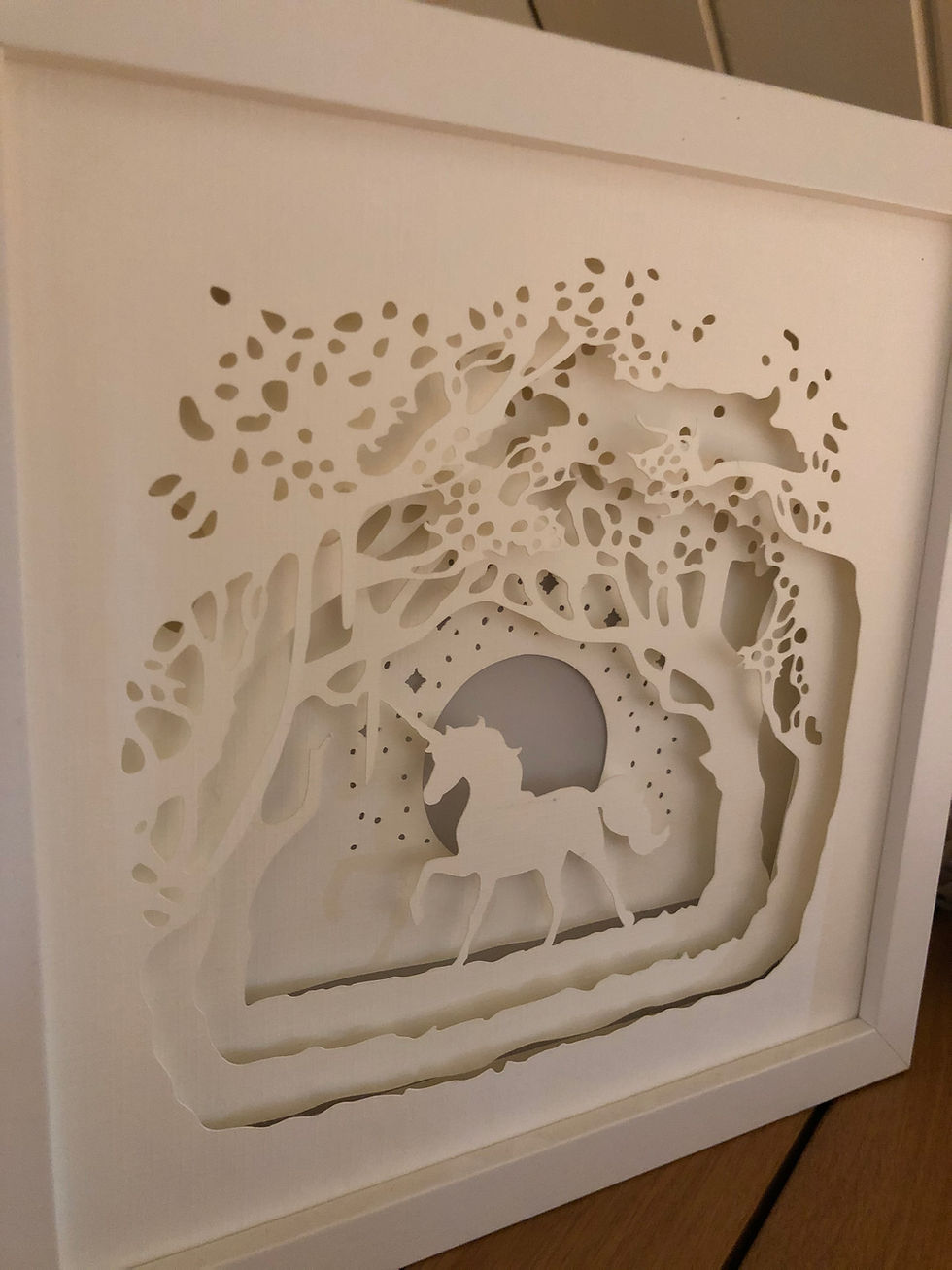 Thumbnail: €5.50 - The Enchanted Forest Unicorn - 3D Paper Cut Template Light Box SVG