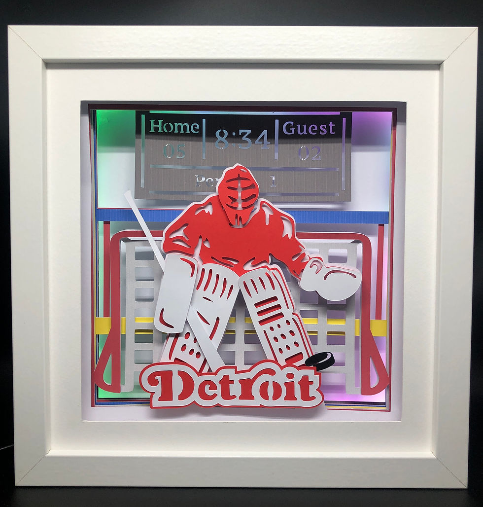 Thumbnail: Detroit Red Wings Ice Hockey - Square 3D Paper Cut Template Light Box