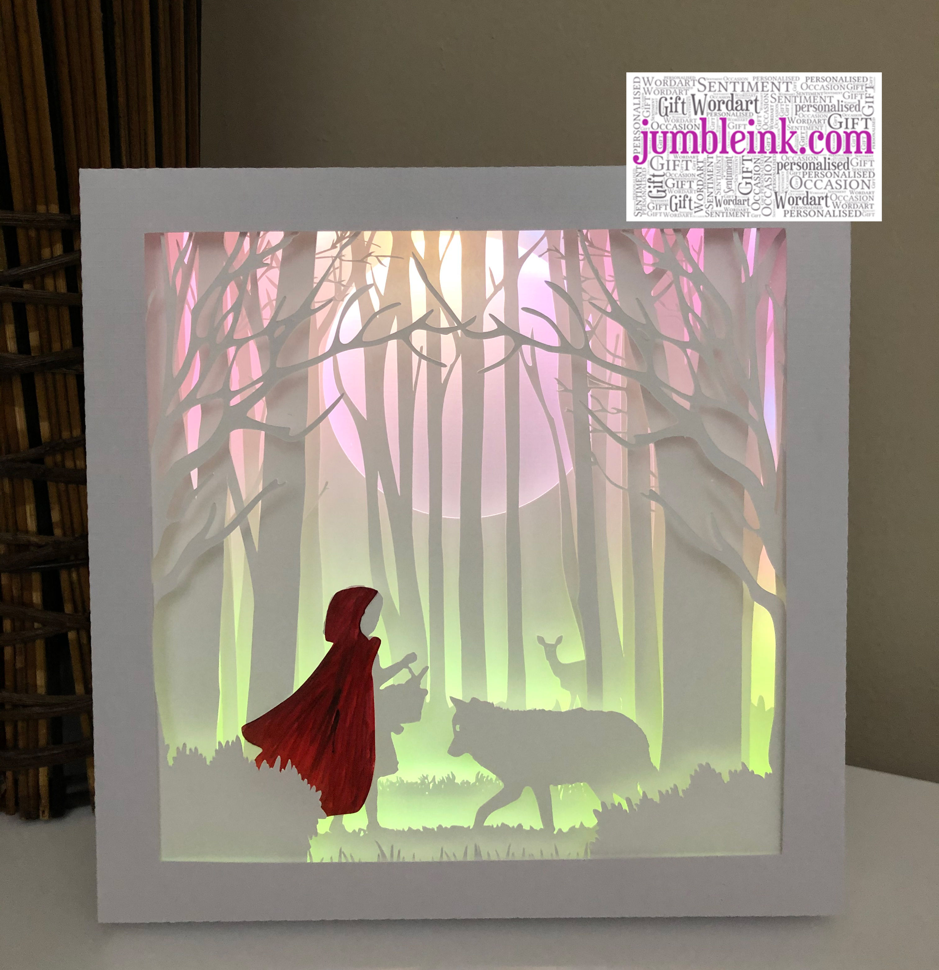 €5.50 - Little Red Riding Hood - 3D Paper Cut Template Light Box SVG