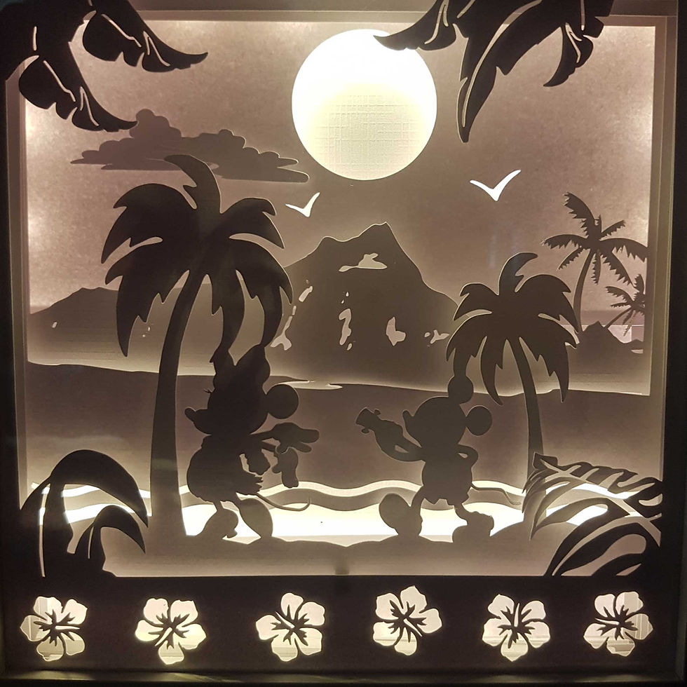 Thumbnail: €5.50 - Mickey & Minnie - 3D Paper Cut Template Light Box SVG