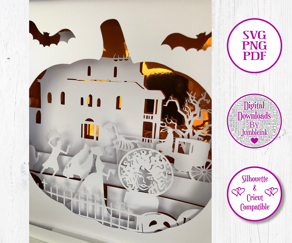 €5.50 - Haunted Mansion Pumpkin - 3D Paper Cut Template Light Box SVG