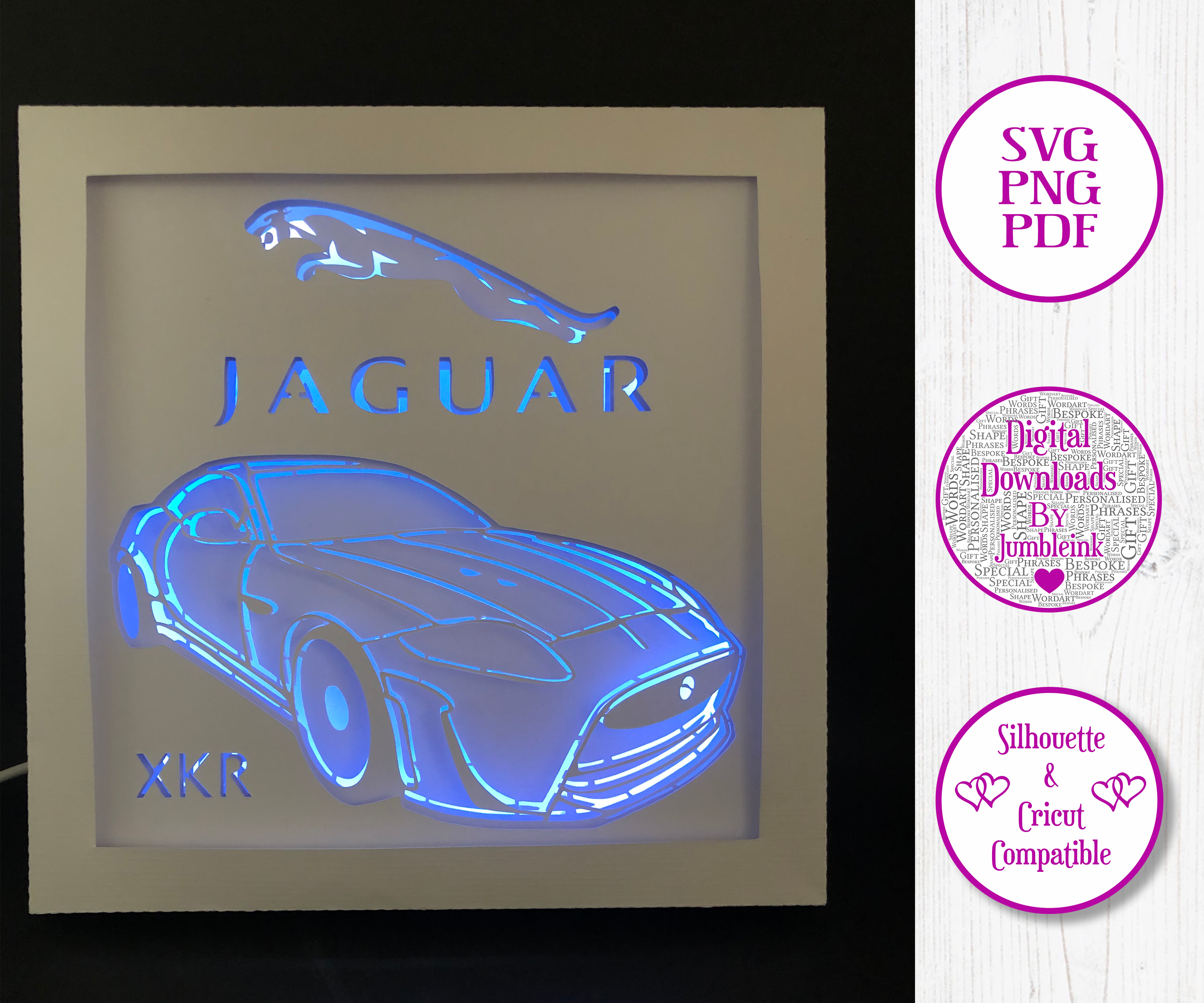 Jaguar xkr Car - 3D Paper Cut Template Light Box SVG