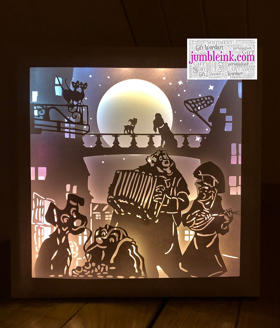 Thumbnail: €5.50 - Lady and the Tramp - 3D Paper Cut Template Light Box SVG