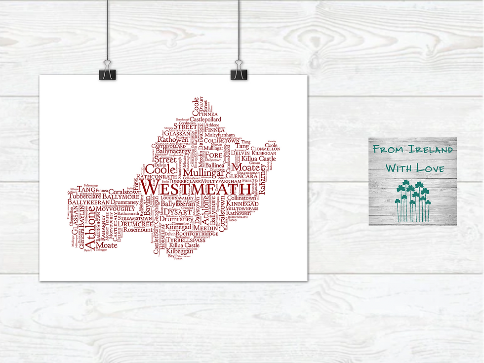 Thumbnail: Westmeath County Towns Irish Themed Poster Irish Print What's Your Home Town