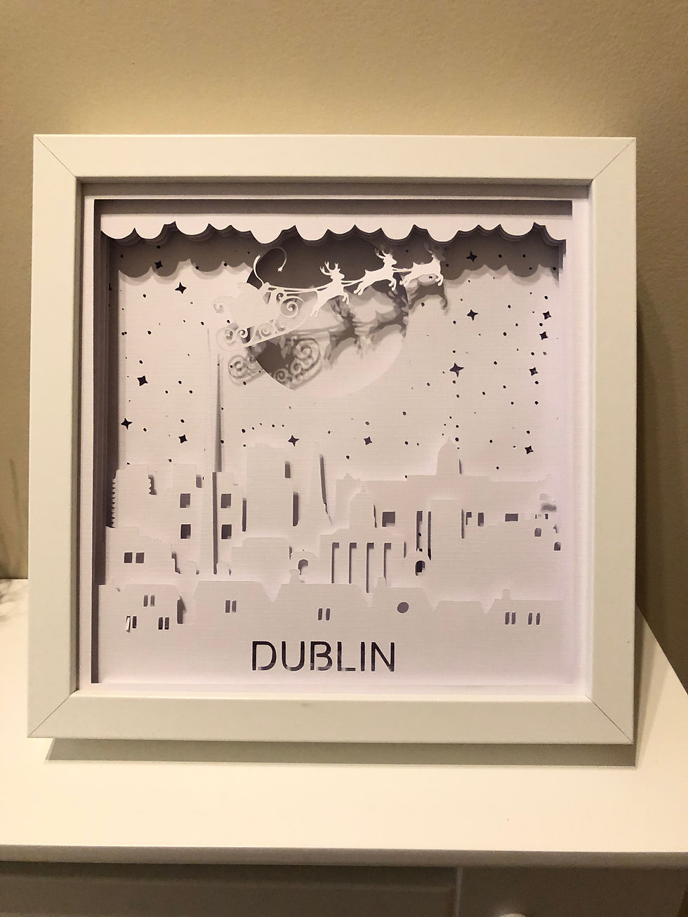 Thumbnail: €5.50 - Santa over Dublin - 3D Paper Cut Template Light Box SVG