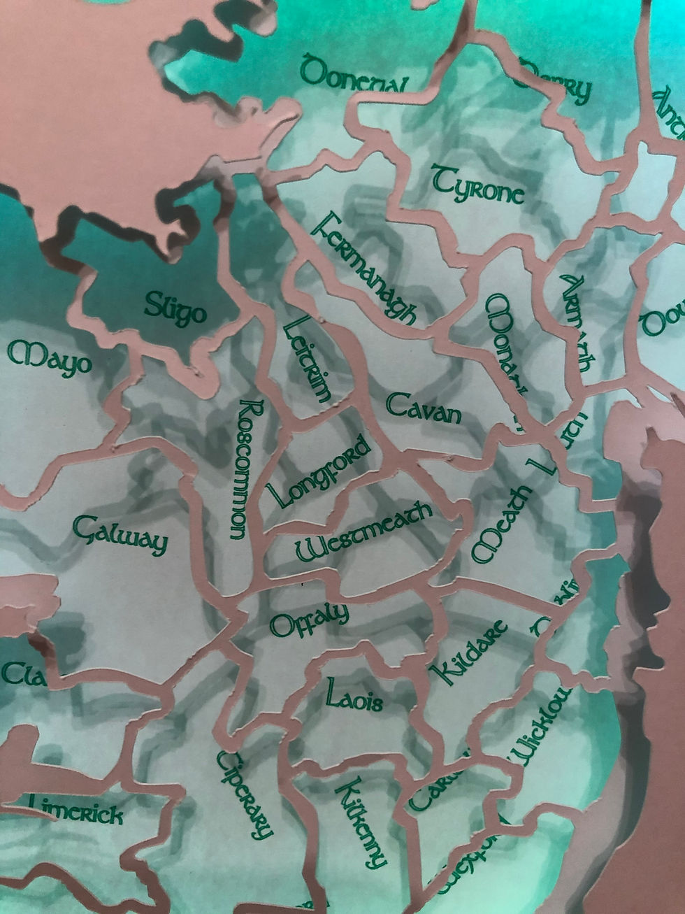 Thumbnail: €5.50 - Ireland 32 Counties - 3D Paper Cut Template Light Box SVG