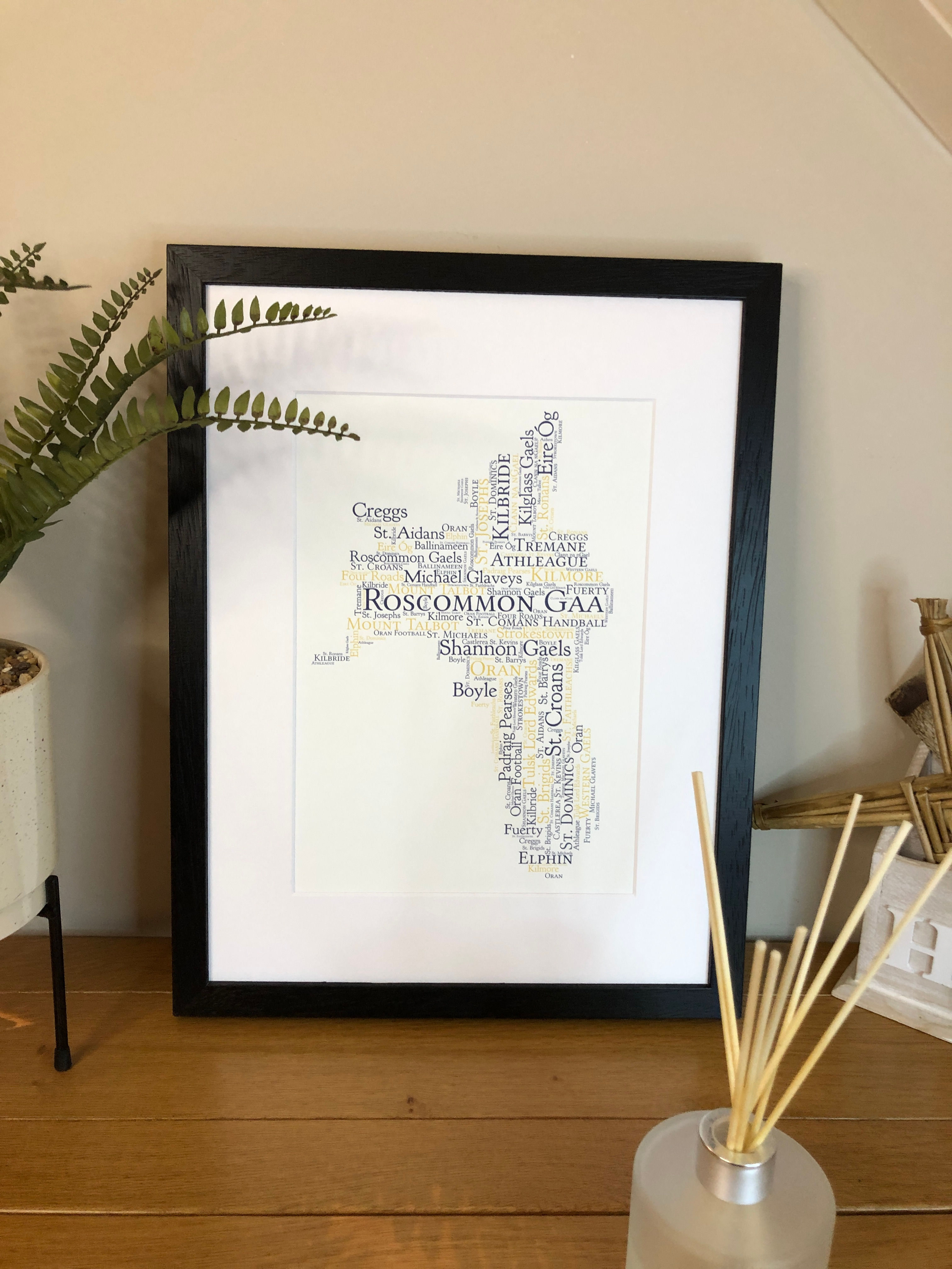 Roscommon GAA Clubs County GAA Clubs Irish Themed Poster Print