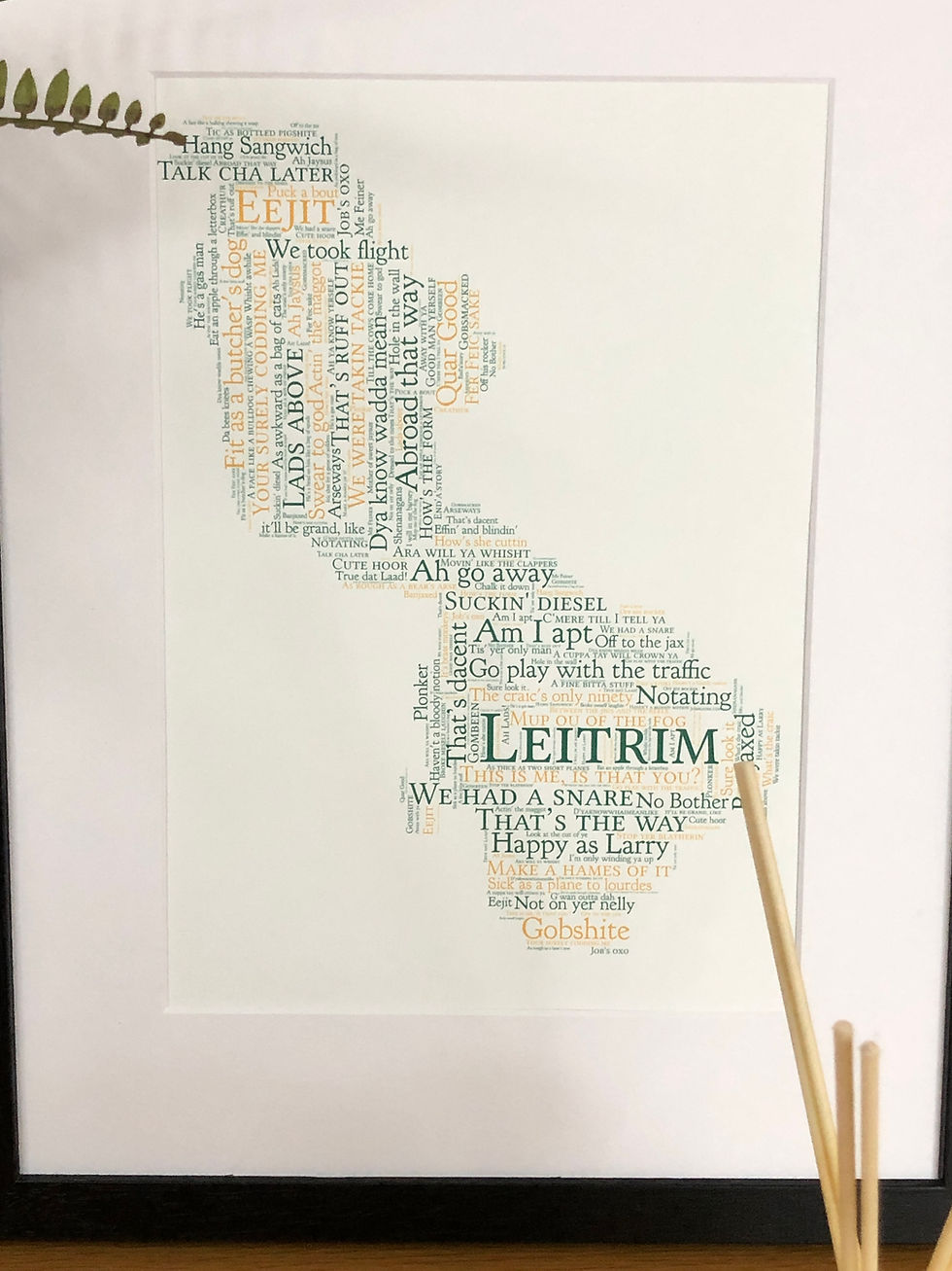 Thumbnail: Leitrim Craic Map County Sayings and Phrases Irish Themed Poster Irish Print